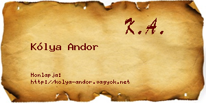 Kólya Andor névjegykártya